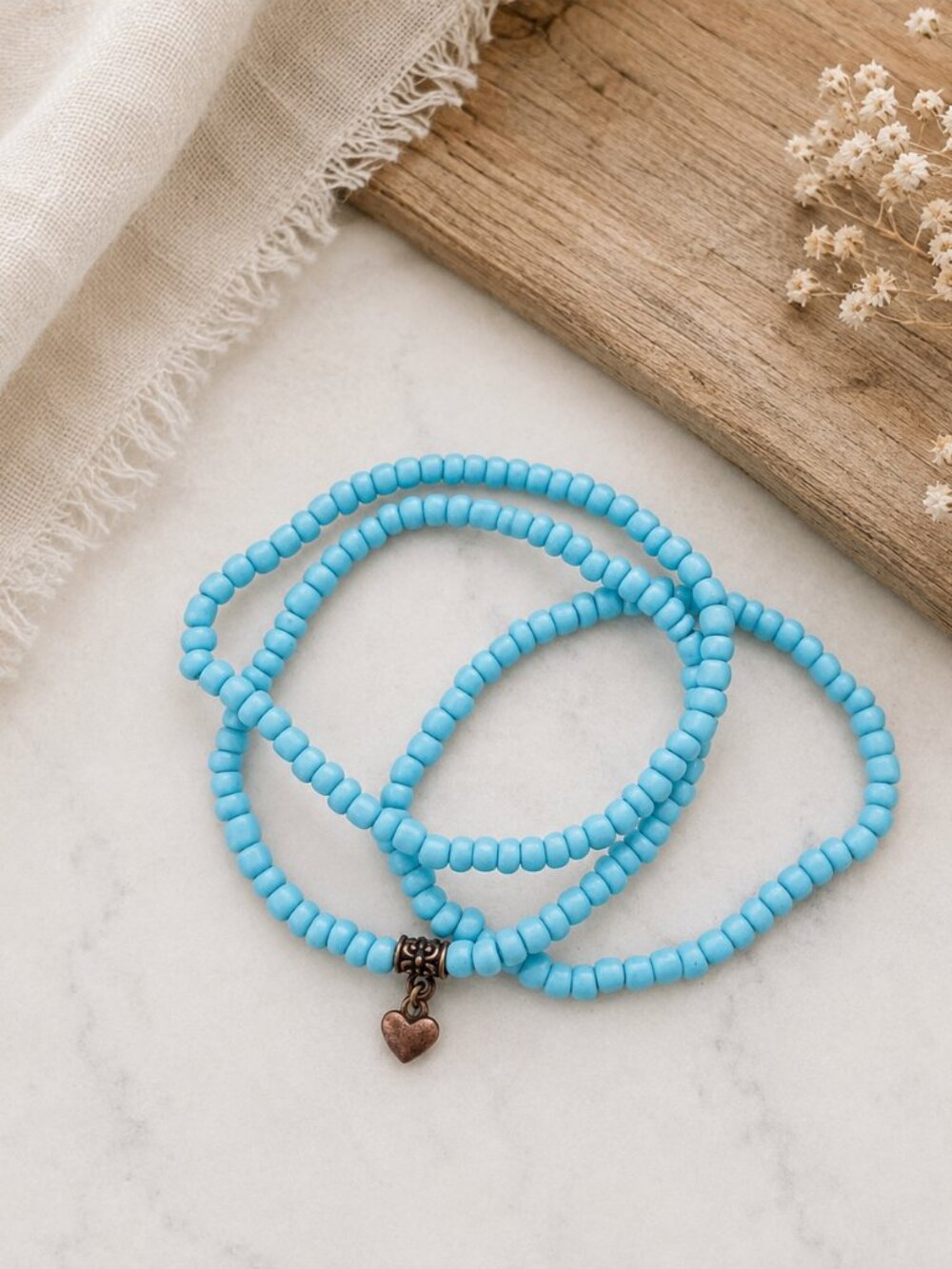 Gentle Heart Bracelet Set | Copper Heart Charm | Kindness & Compassion